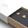 Stainless Steel Duck Earrings Rose Gold Box 3/4 View