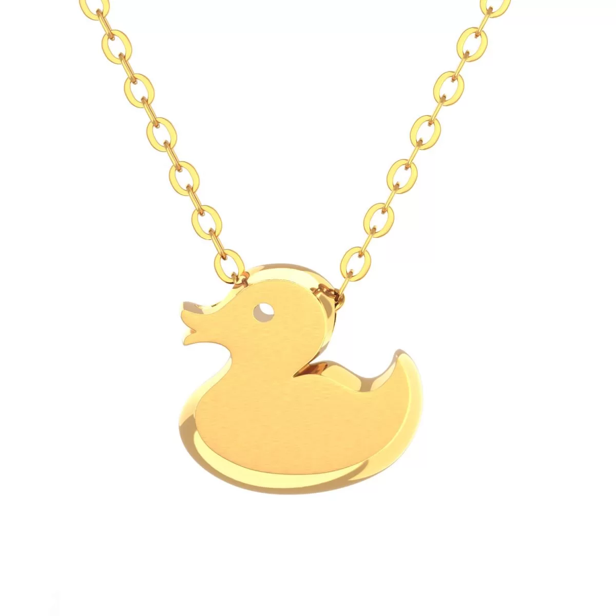 Duck Pendant Necklace Gold