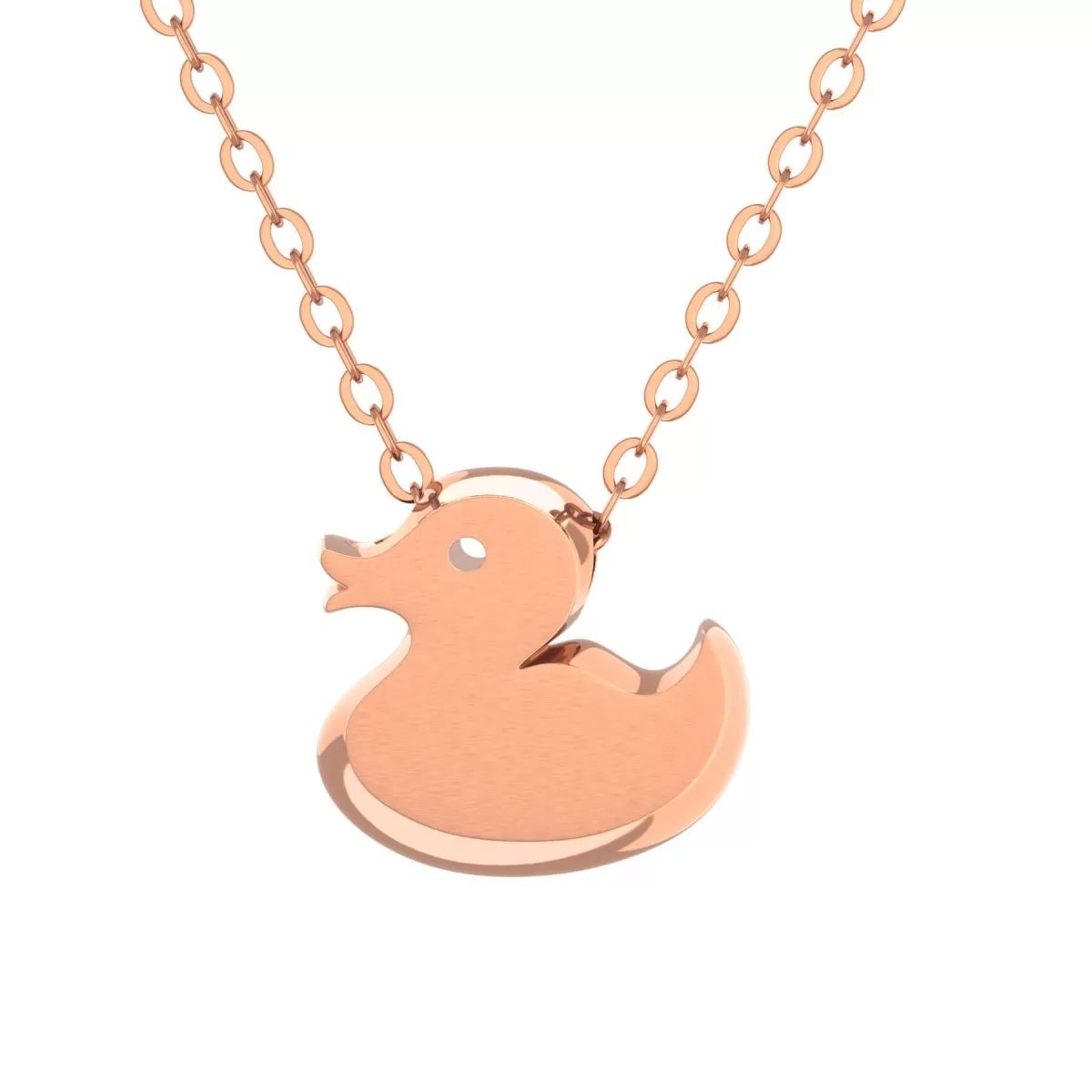 Duck Pendant Necklace Rose Gold