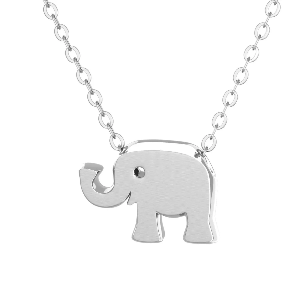 Elephant Pendant Necklace Silver