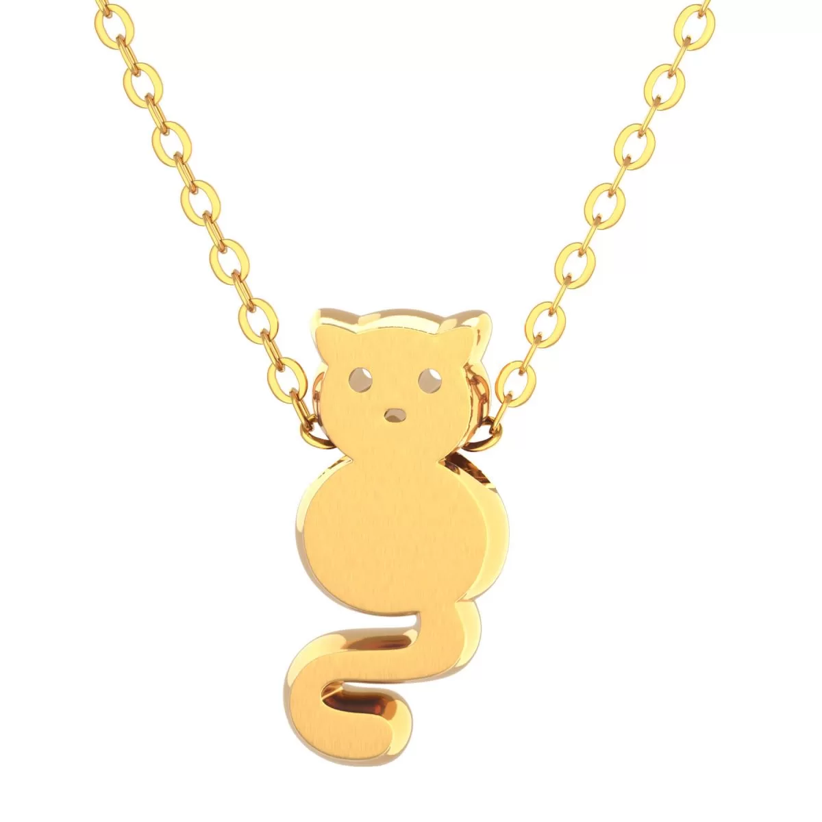 Cat Pendant Necklace Gold