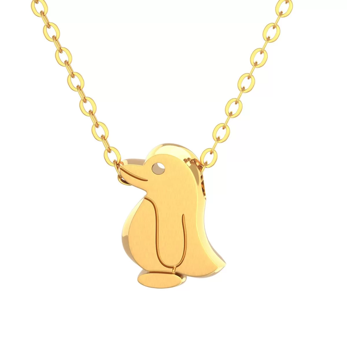 Penguin Pendant Necklace Gold