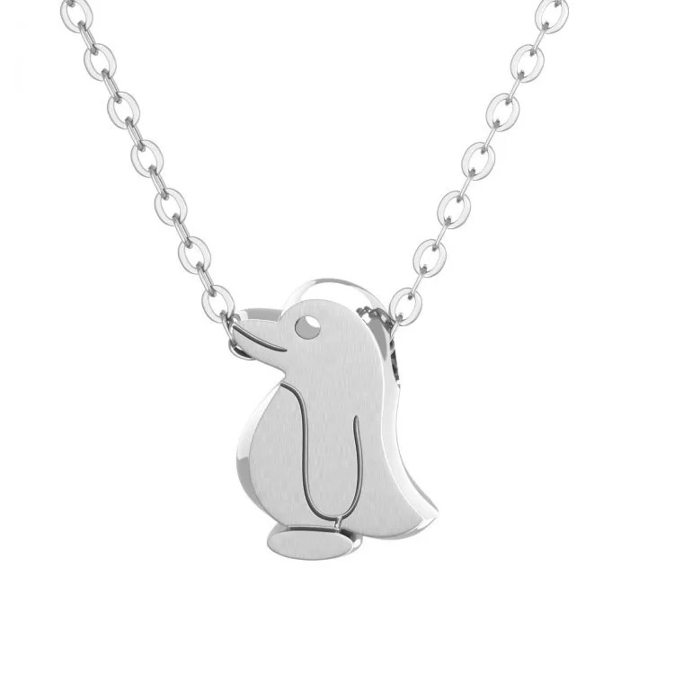 Penguin Pendant Necklace Silver