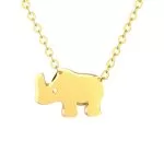 Rhino Pendant Necklace Gold