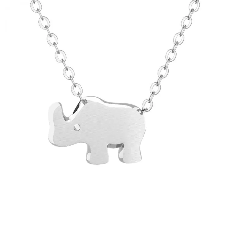 Rhino Pendant Necklace Silver