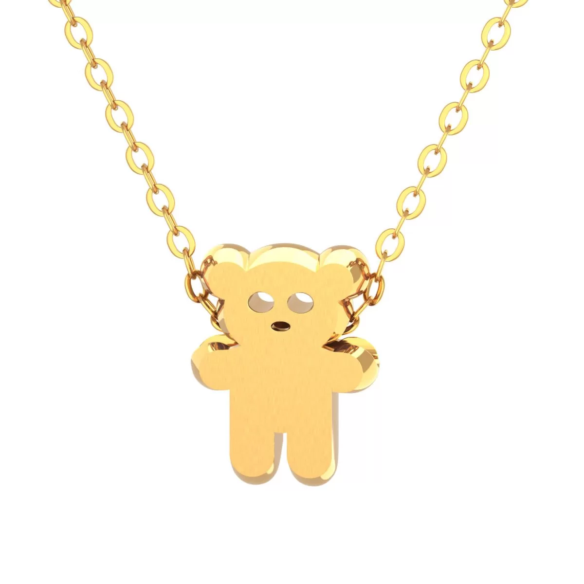Teddy Bear Pendant Necklace Gold