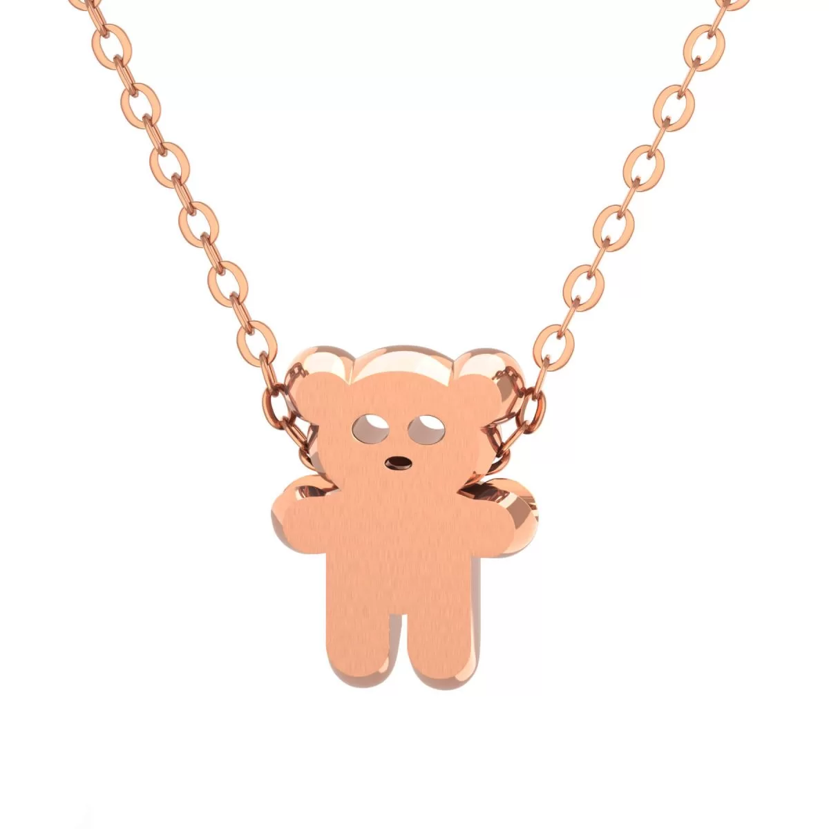 Teddy Bear Pendant Necklace Rose Gold