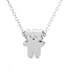 Teddy Bear Pendant Necklace Silver