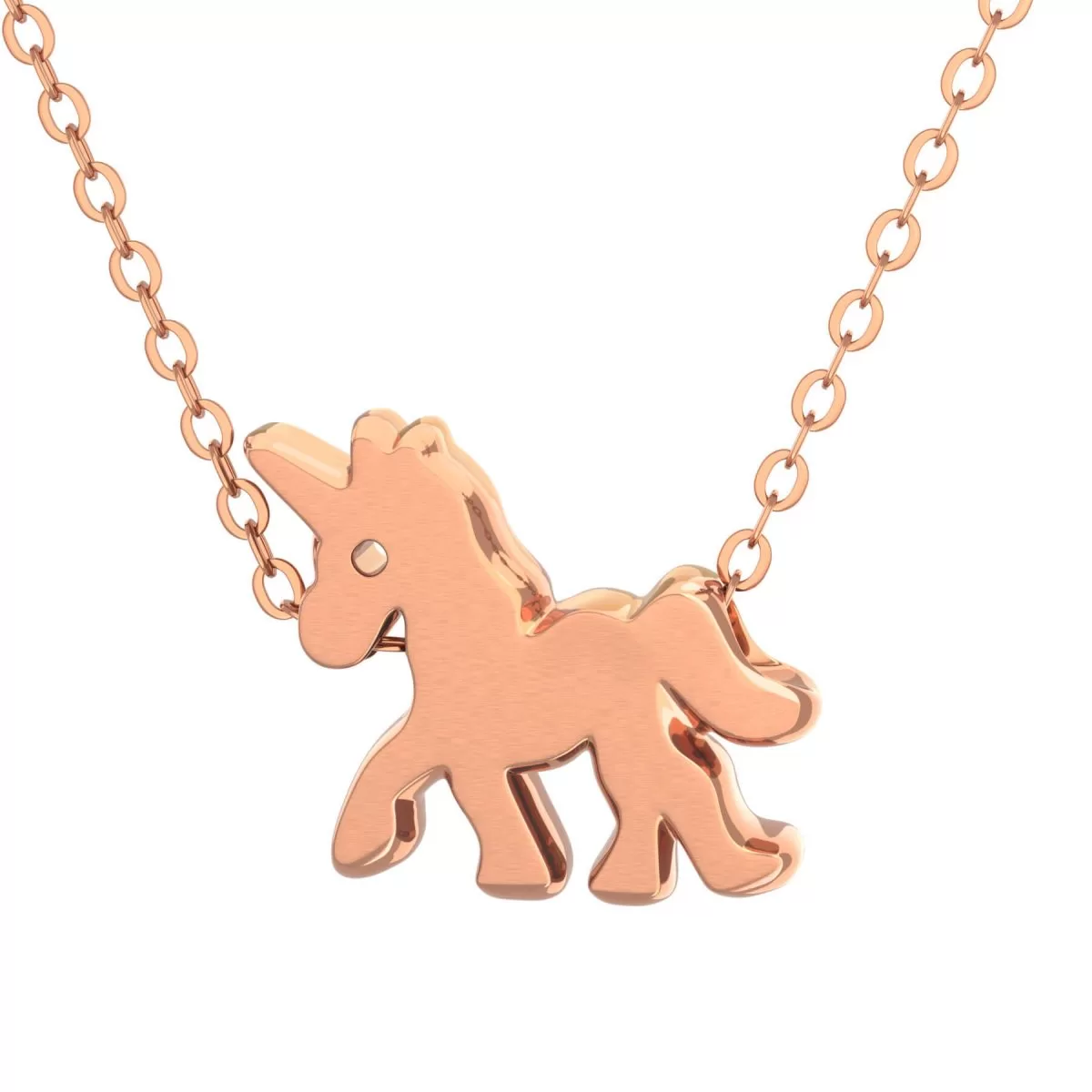 Unicorn Pendant Necklace Rose Gold