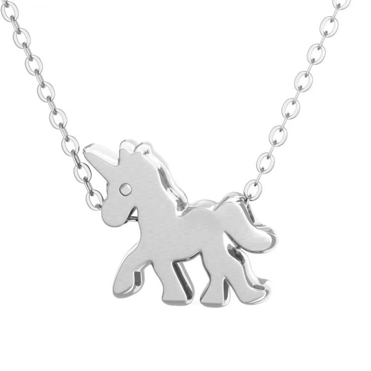Unicorn Pendant Necklace Silver