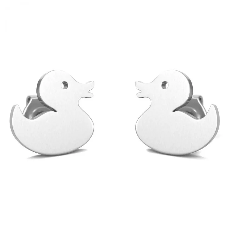 Hypoallergenic Duck Earrings Silver