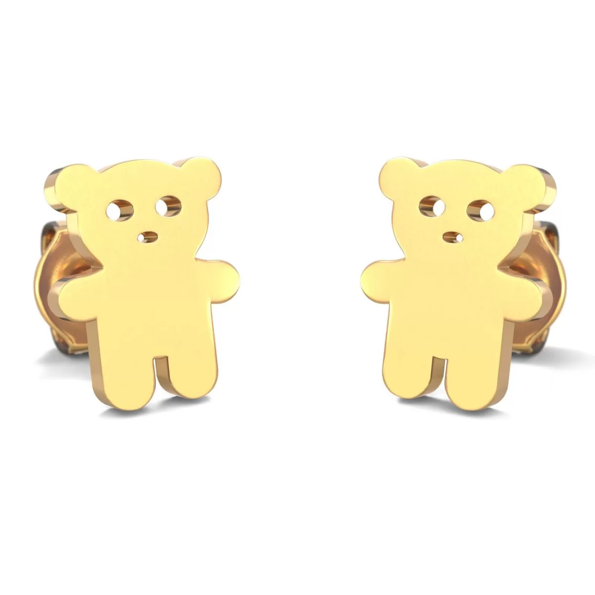 Hypoallergenic Teddy Bear Earrings Gold