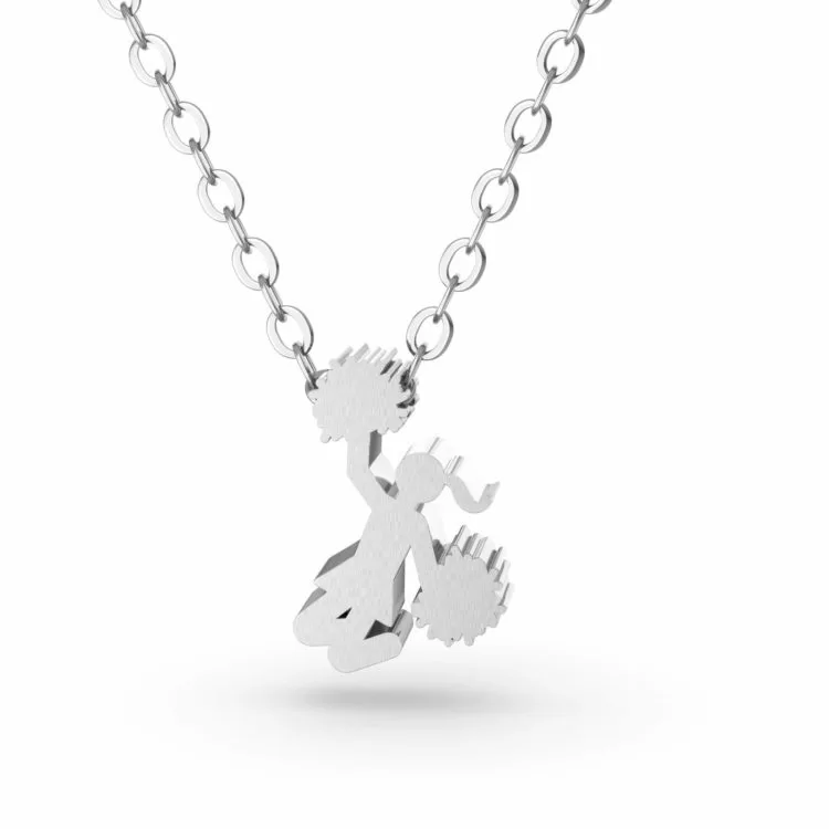 Cheerleading Style 2- Jumping Pendant Necklace Silver
