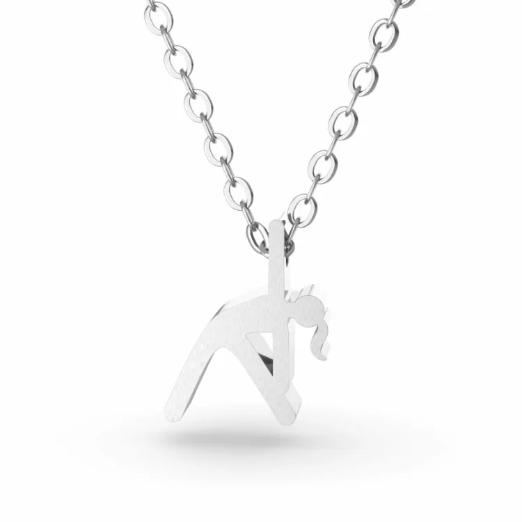 Yoga Style 3 - Triangle Pose Pendant Necklace Silver