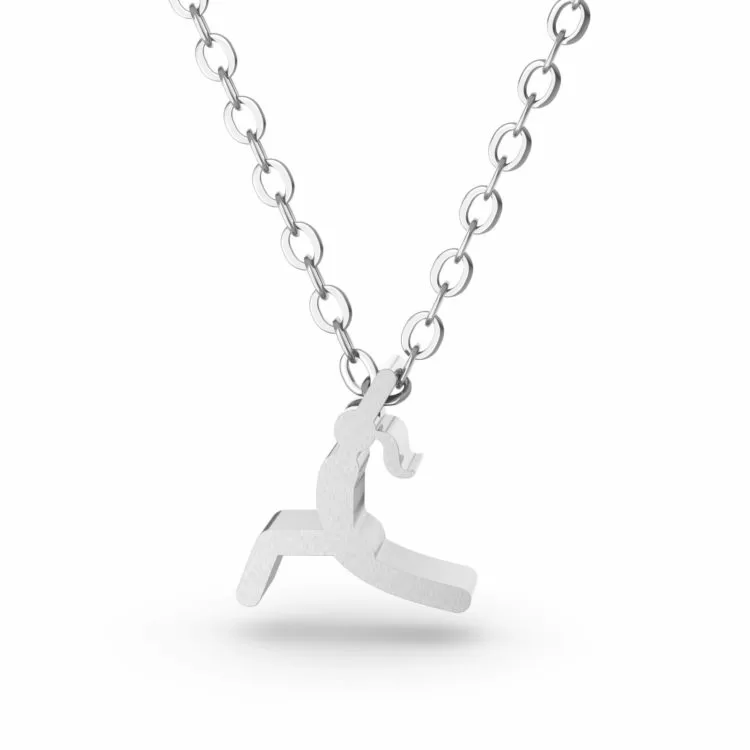 Yoga Style 4 - Warrior Pose Pendant Necklace Silver